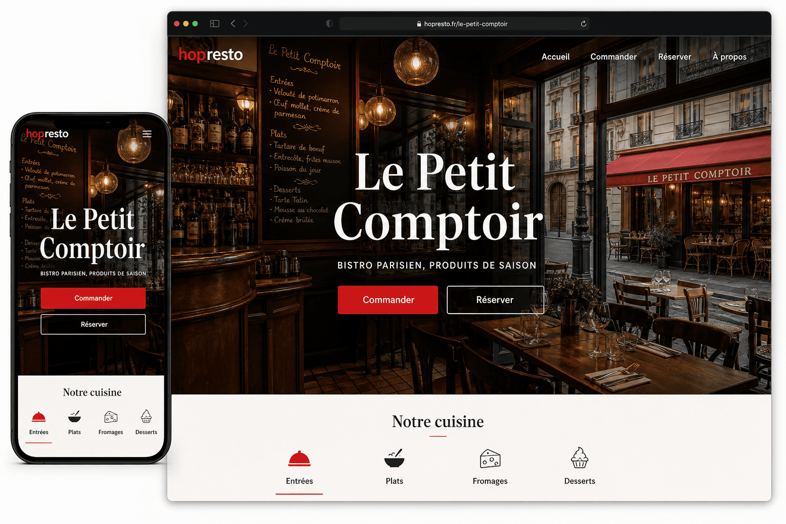 Vitrine publique du restaurant